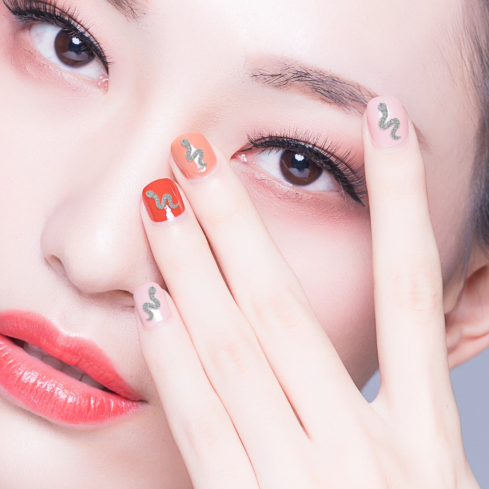 5Pcs Snake Nail Art Charms 3D Metal Rhinestones Gothic Alloy Animal Studs DIY Manicure Supplies Retro Nail Jewelry Silver