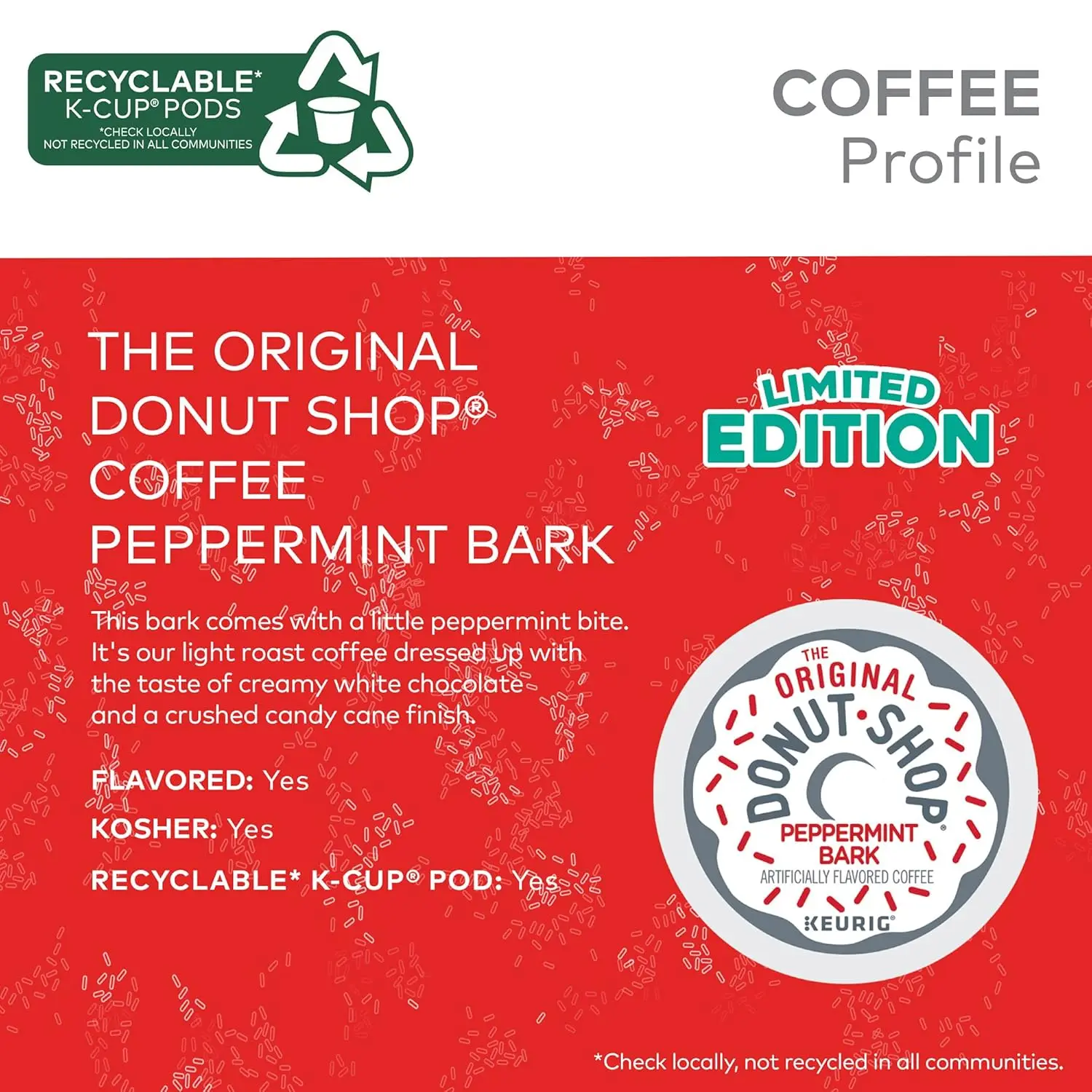 Light Roast Peppermint Bark Coffee Pods, 60 Count for Keurig Machines