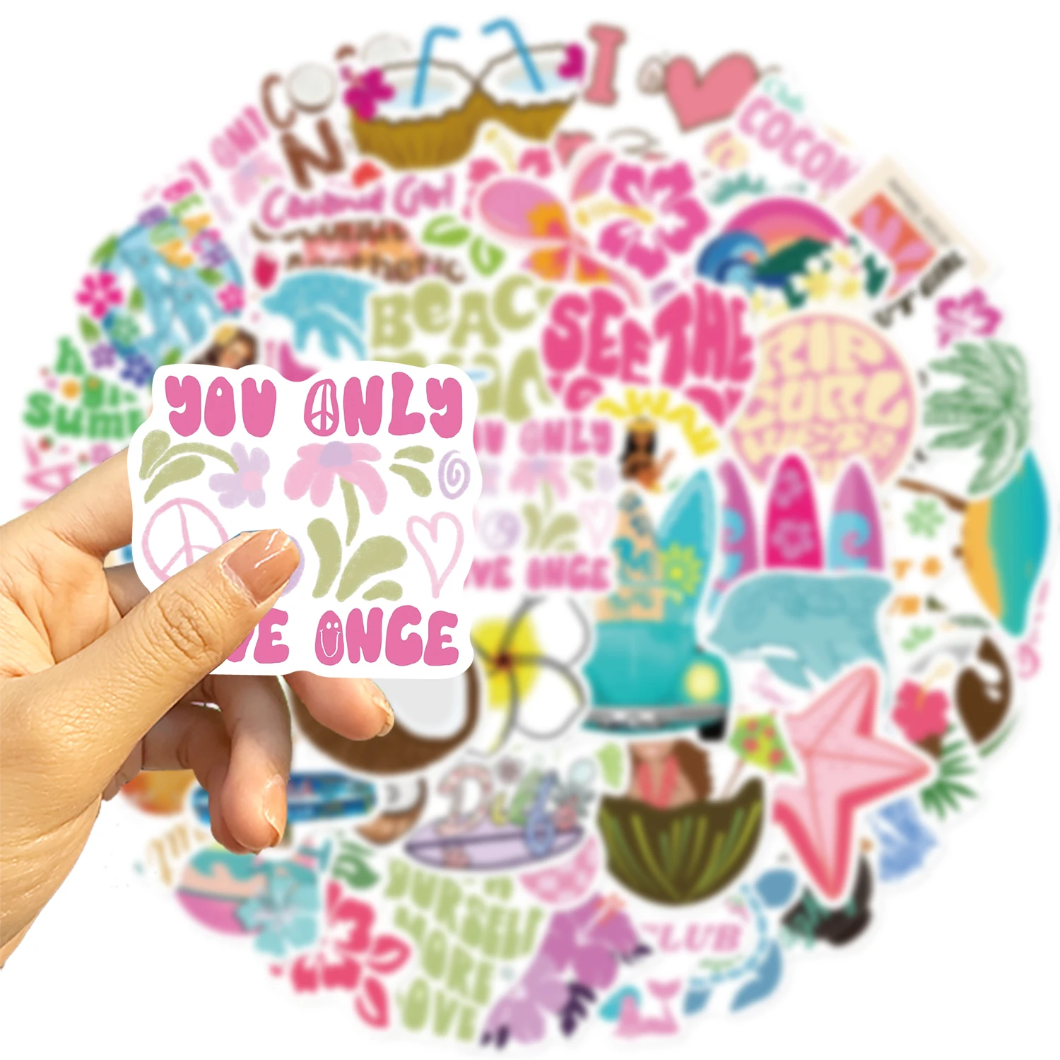 50PCS Coconut Girl Scrapbook Stickers DIY Diary Laptop Luggage Skateboard Graffiti Decal Fun Stylish Classic Toys