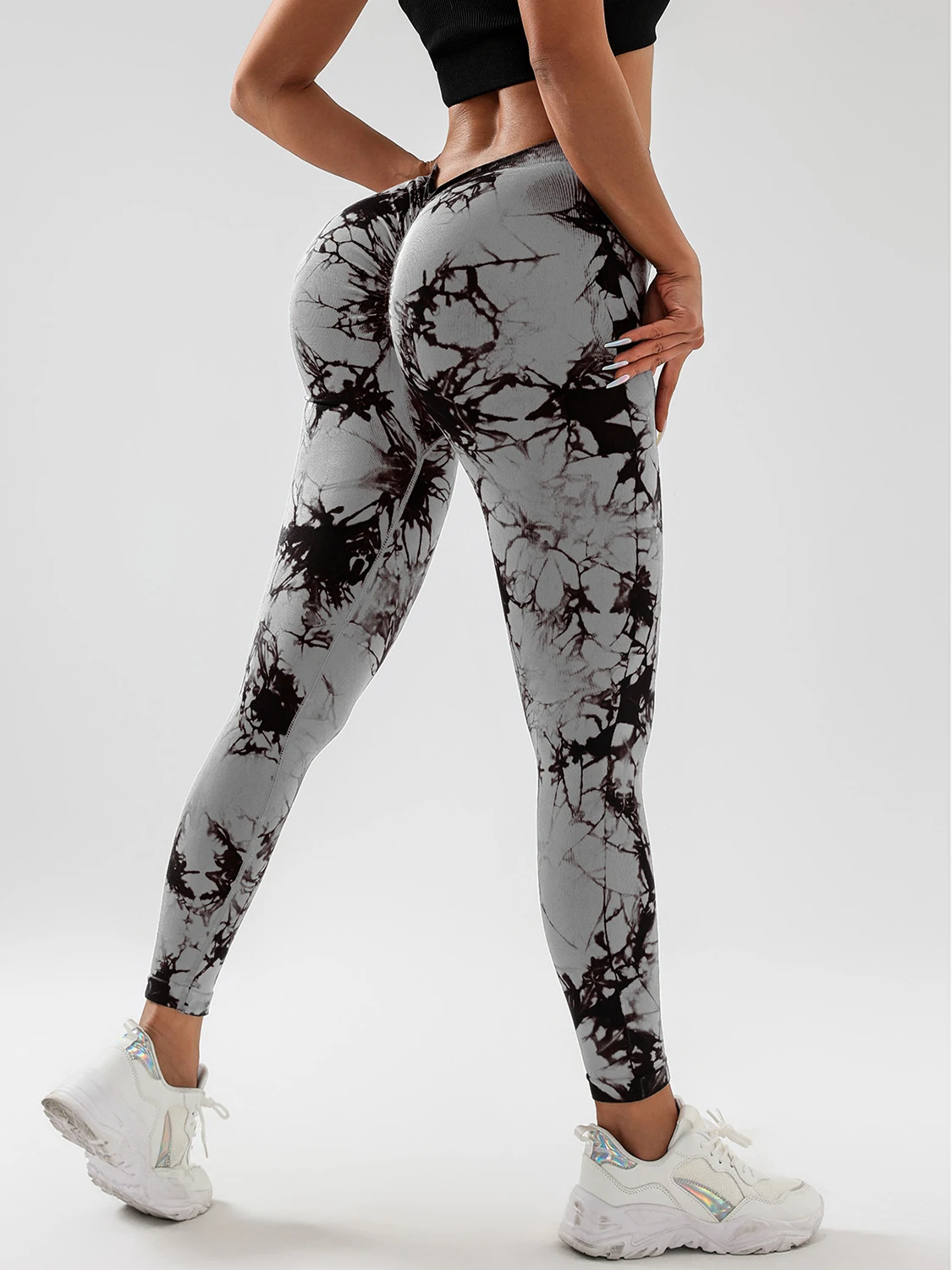 Seamless V-Buttocks Leggings para as Mulheres, Tie Dye, Scrunch Butt Yoga Pants, Fitness Vestuário Atlético, Sexy Gym Suit, Roupa Feminina, Calças