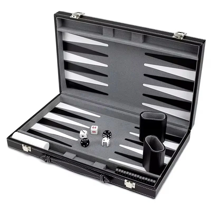 Classic Board Game with Leather Case Folding Board Portable Travel Strategy Backgammon Set for Adults Gift Package