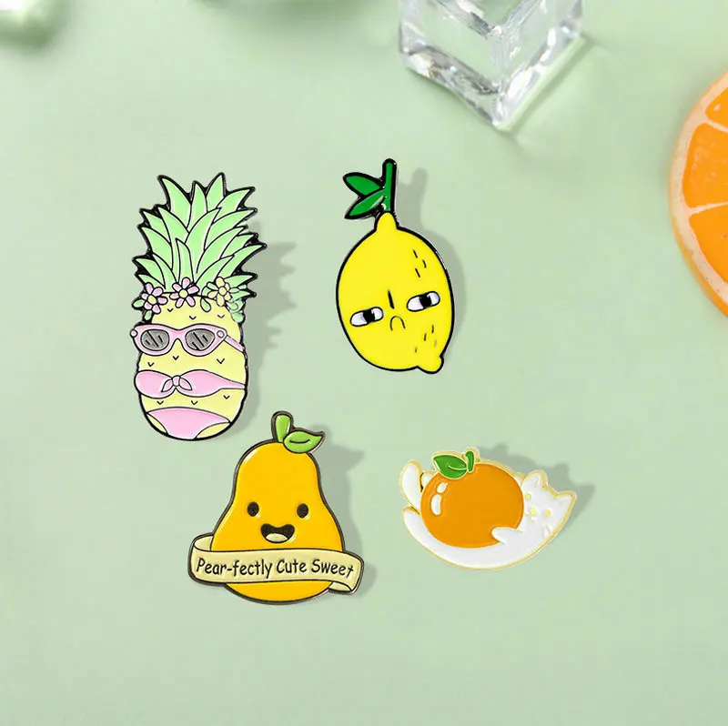 Fresh Fruit Enamel Pin Pear Peach Pineapple Lemon Avocado Badge Custom Brooches Lapel pin Jeans shirt Bag Plant Jewelry Gift