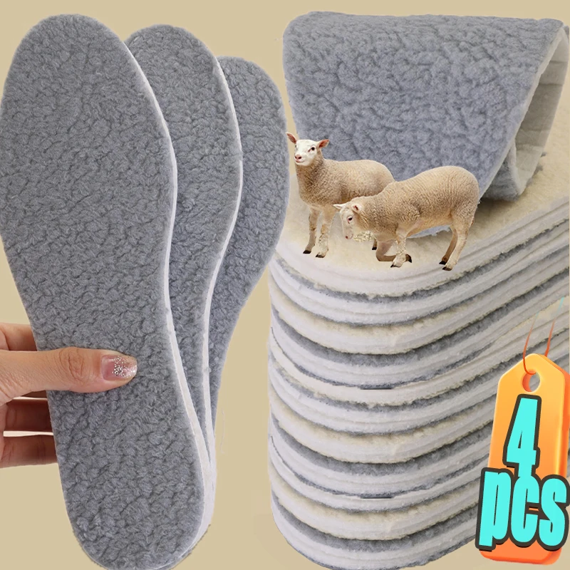 

1/2pairs Lamb Wool Warm Insoles for Men and Women with Soft Soles Comfortable and Plush Thick Wool Cotton Shoe Pads for Winter