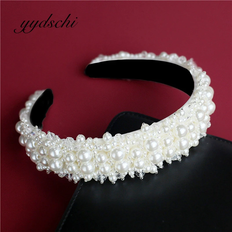 

Customized Luxury Pearl Hair Accessories Wedding Bridal Tiara Diadem Veil Wedding Headpieces Head Jewelry Women 2024 Hairwear