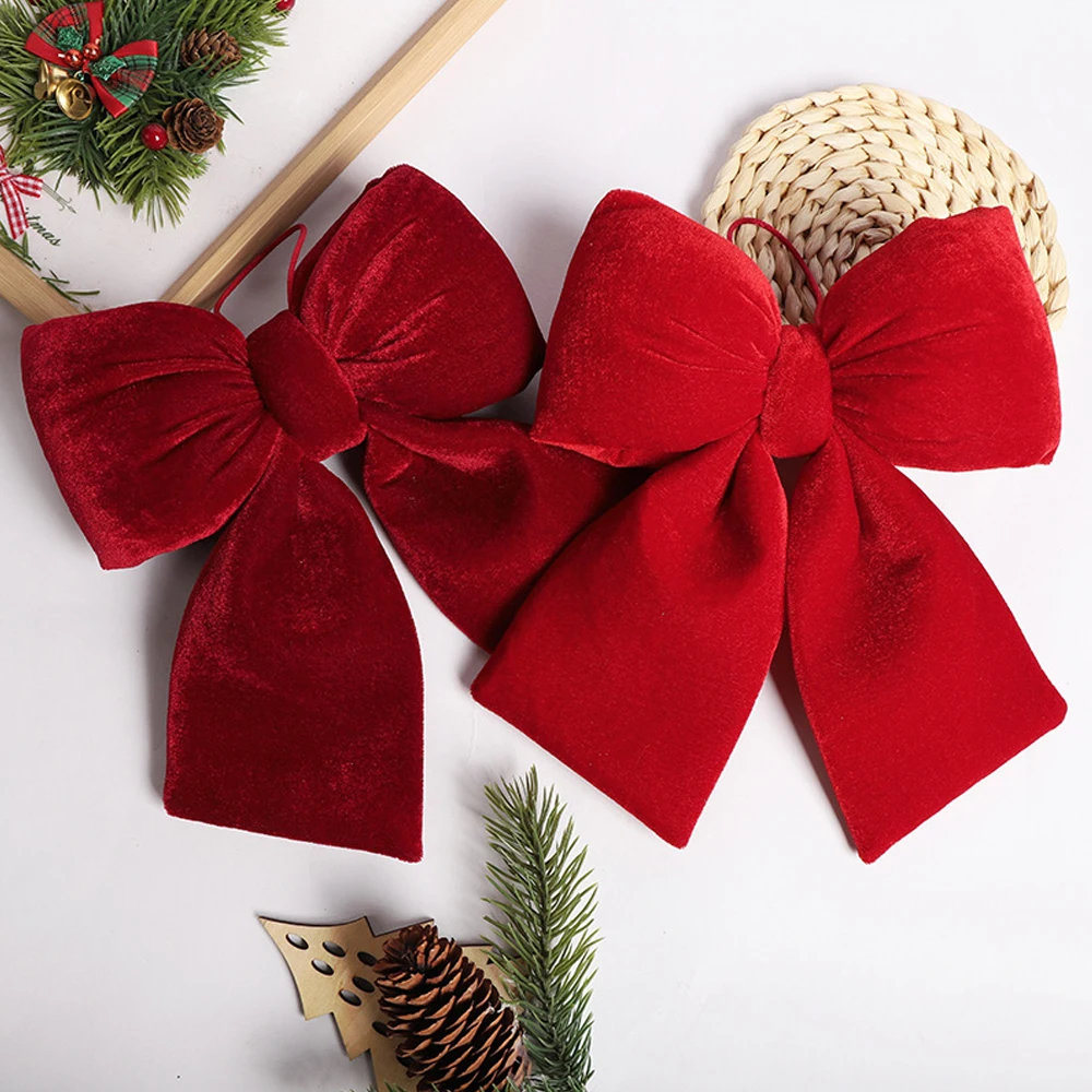 Weihnachten rote Samtschleifen Weihnachtsbaum Ornamente für Weihnachten Home Dekorationen Kranz Treppen Geländer Dekore Neujahr Geschenkzubehör – Detail 6