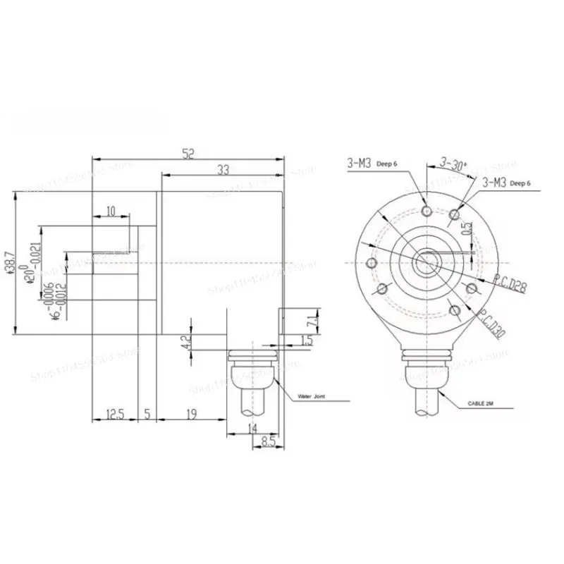 GSS06-VE-RAG2048Z1-2M Incremental Rotary Encoder - 11 Bit 2048 Pulse Square Wave Voltage Output