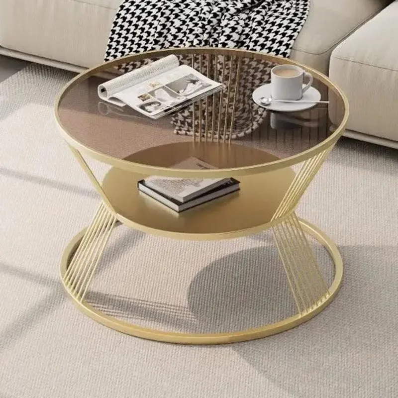 

Transparent Glass Coffee Tables Living Room Removable Storage Aesthetic Coffee Tables Gold Retro Mesas Bajas Home Decorations