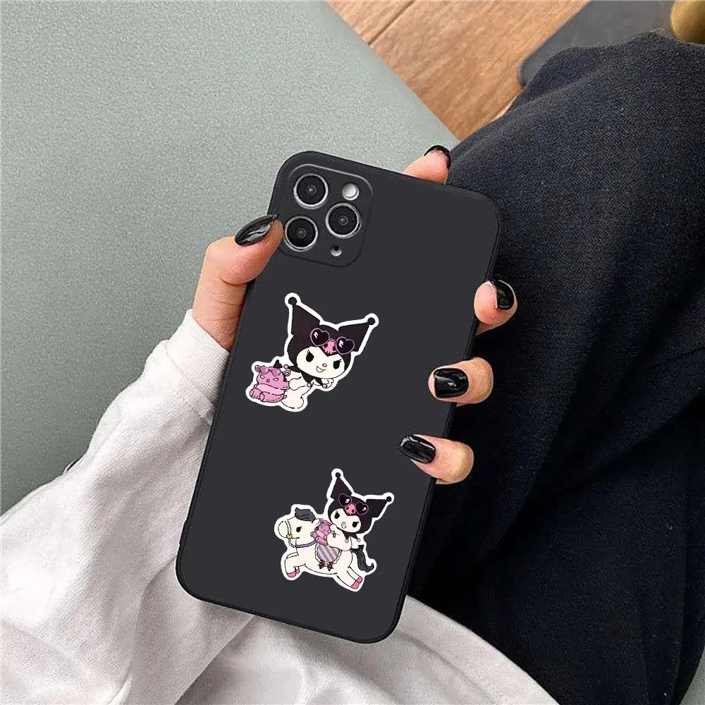 10/30/56pcs Sanrio Kuromi Stickers Kawaii Girls Anime Decoration Decals DIY Laptop Car Waterproof Cute Cartoon Sticker for Kids