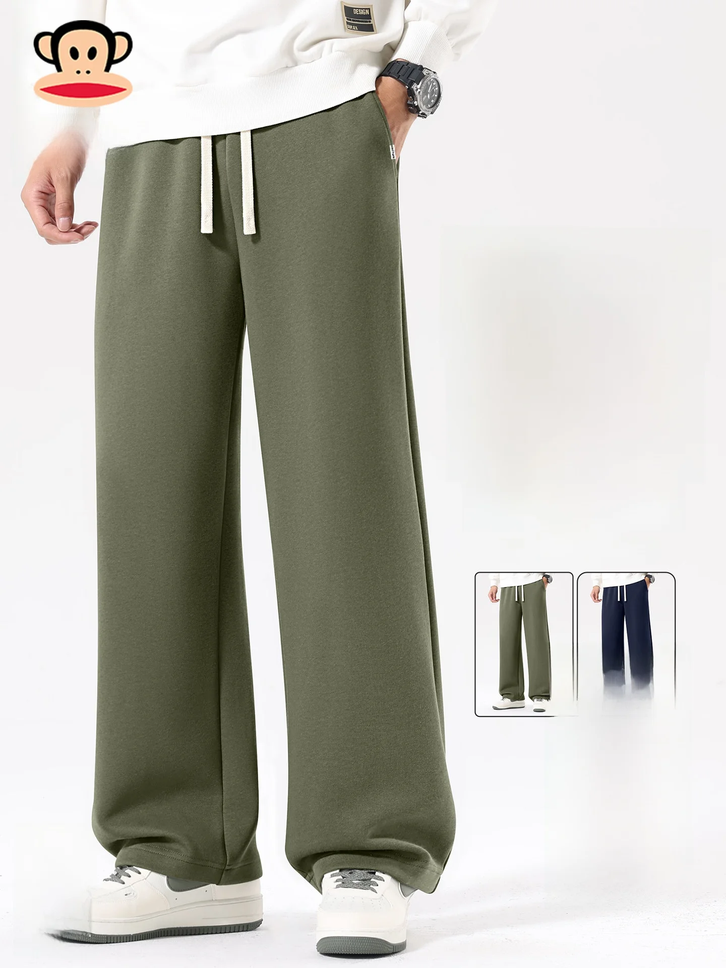 

Thiened Fce Lined Warm Pants Men's Casual Straight Leg Trousers Autumn Winter American Sle Versatile Leisur...