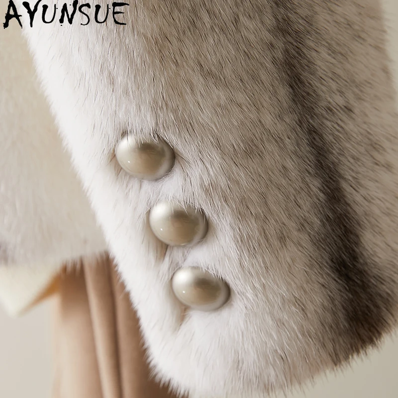 AYUNSUE 2025 automne hiver veste de fourrure de vison naturel femme vêtements col rond vestes de fourrure véritable pour femme vêtements Шуба Ж Dön......