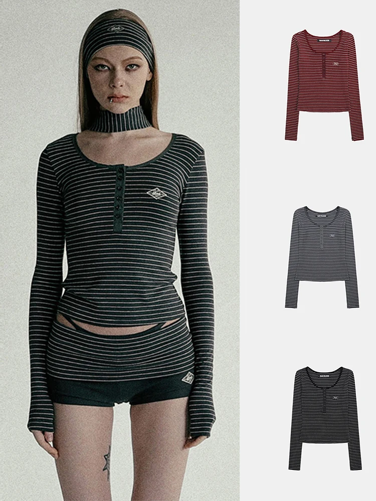 

Женская футболка с одним открытым плечом и длинным рукавом Spicy Stripe, новинка весна-лето, американский стиль, сексуальный облегающий топ для повседневной носки