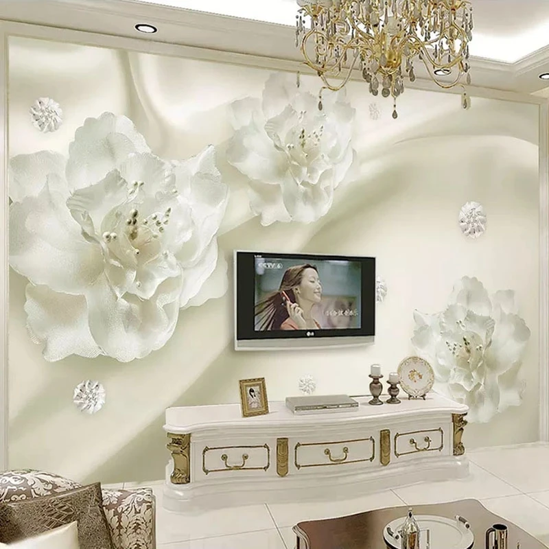 Custom 3D Mural Self Adhesive Wallpaper Flower European Living room sofa TV background wall bedroom restaurant study Hotel photo
