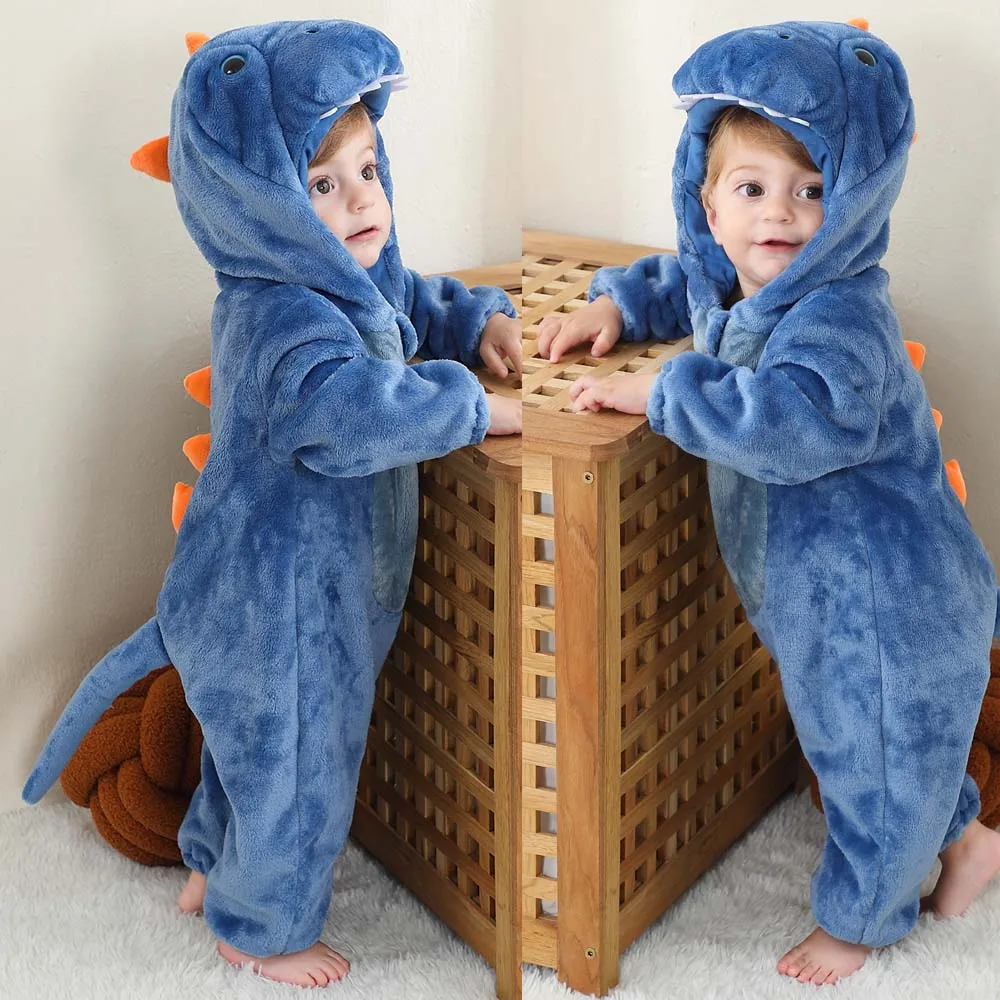 Winter Pajamas for Baby Newborn Clothing Warm Soft Sleepwear Suit Toddler Kids Panda Dinosaur Monkey Leopard Cosplay Costumes