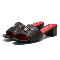CHCH Women's Heels Sandals Low Block Chunky Heeled Sandals Slide Sandals Slip on Comfortable Casual Pumps Shoes 5cm - Image 5
