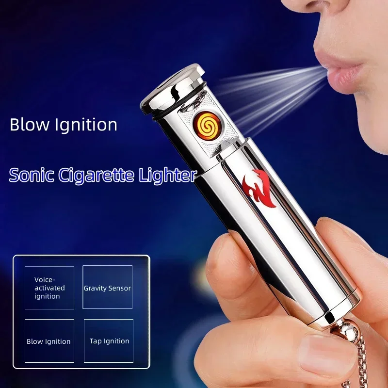 Outdoor Creative Tungsten Lighter Intelligent Voice Control Ignition USB Charging Windproof Cigarette Lighter Men's Gifts