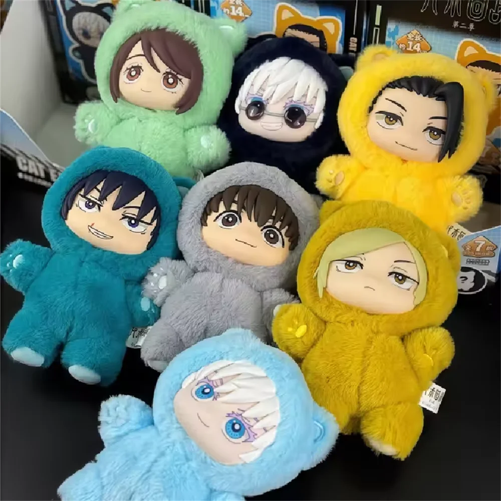 Genuíno novo estoque eaki jujutsu kaisen temporada 2 gato parque festa gojo satoru caixa de pelúcia boneca saco pingente modelo coleção presentes brinquedos