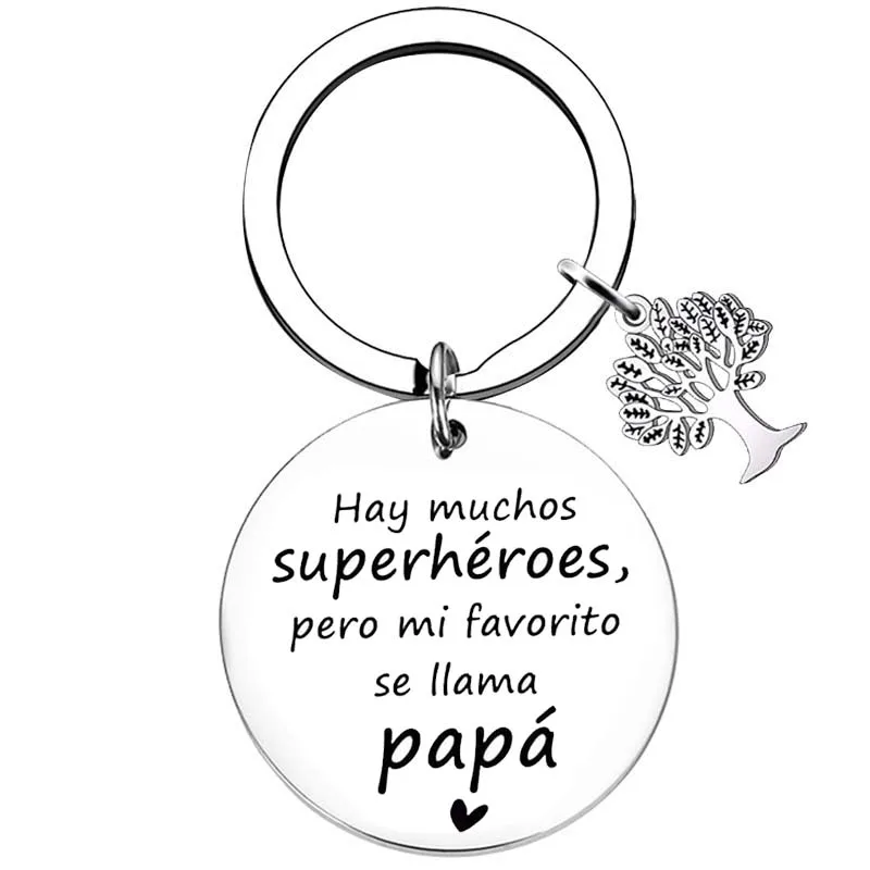 Spanish Dad Gifts From Son Daughter Keychain Father Keyring Daddy Papa Men Jewelry For Father\'s Day Birthday