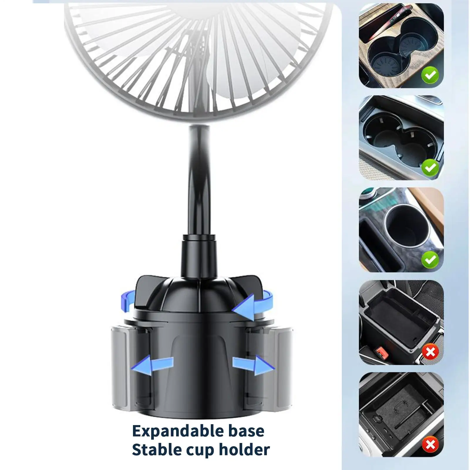 

Портативный автомобильный вентилятор с подстаканником, небольшой вентилятор для автомобиля, 12 В/24 В, перезаряжаемый выдувной аксессуар с 3 скоростями для грузовика, автофургона