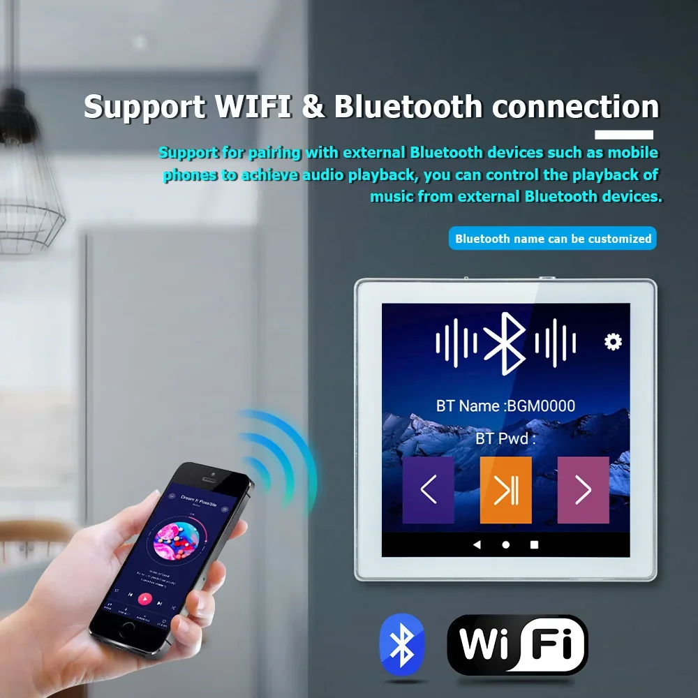 Intelligenter Bluetooth-WLAN-Wandverstärker, Android 10 Ampere, Heimkino-Soundsystem mit 8-Zoll-Stereo-Deckenlautsprecher für Wohngebäude