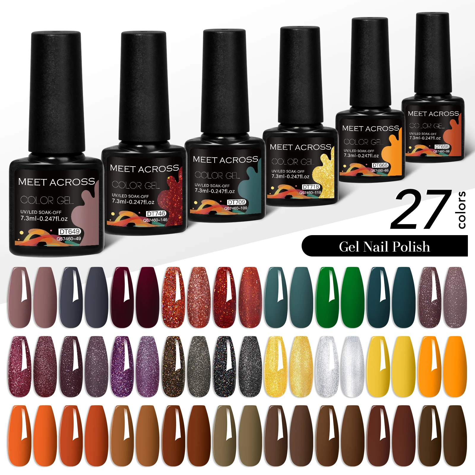 MEET ACROSS 27 Teile/satz Bunte Gel Nagellack Set Für Nägel Semi Permanent UV Gel Nail art Lack Maniküre Kit Nagel liefert