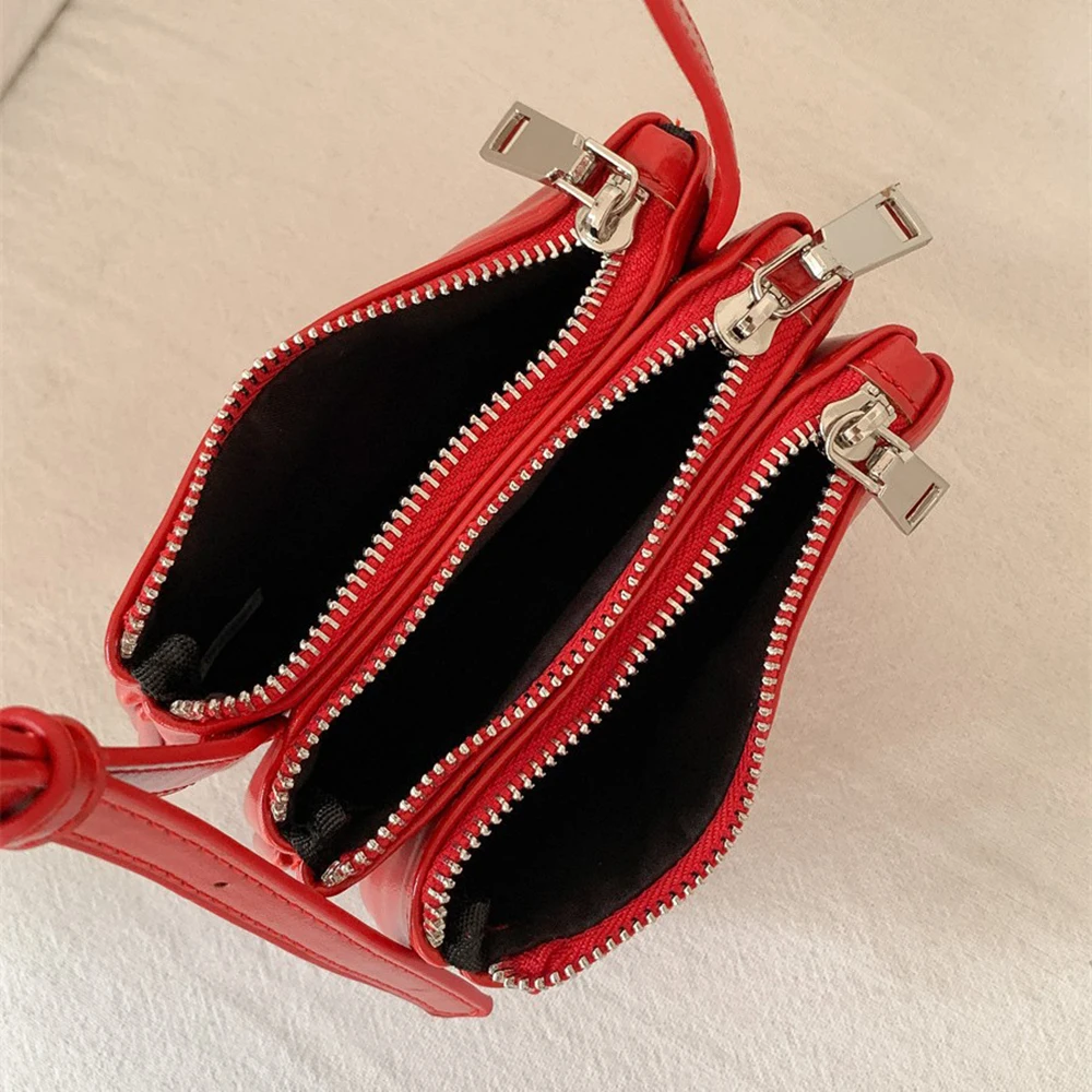 Multi-Layer PU Leather Square Crossbody Bag for Women High Grade Solid Color Soft Small All-Match Shoulder Bags Commute Purse