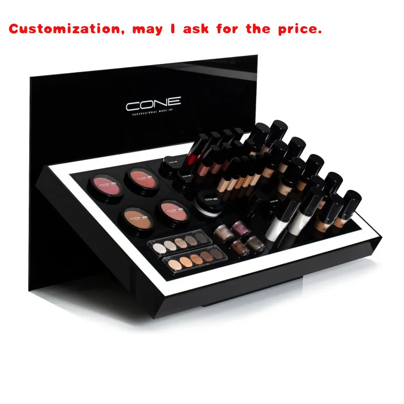 

custom.Custom Designed Modern Acrylic Display Stand Cosmetics Beauty Salon Advertising Foldable Makeup Stand Promotions