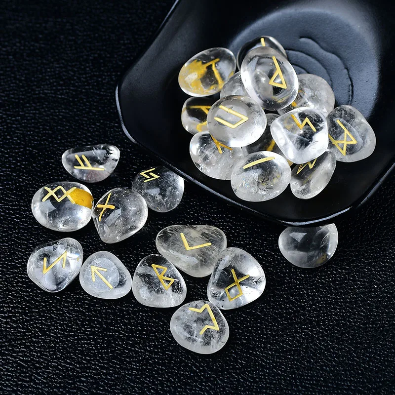 25Pcs Freedom Natural Clear quartz Crystal Runes Stones Irregular Divination Agate Rune Fortune-telling Reiki Healing Gift Decor