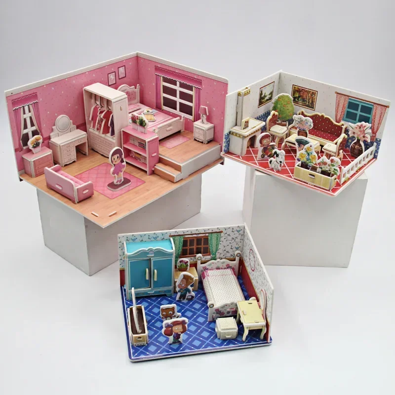 FEOOE Sets Three-dimensional Puzzle Paper Hand-assembled Educational Toy Girl Play House Puzzle  Giveaway Gift  WL