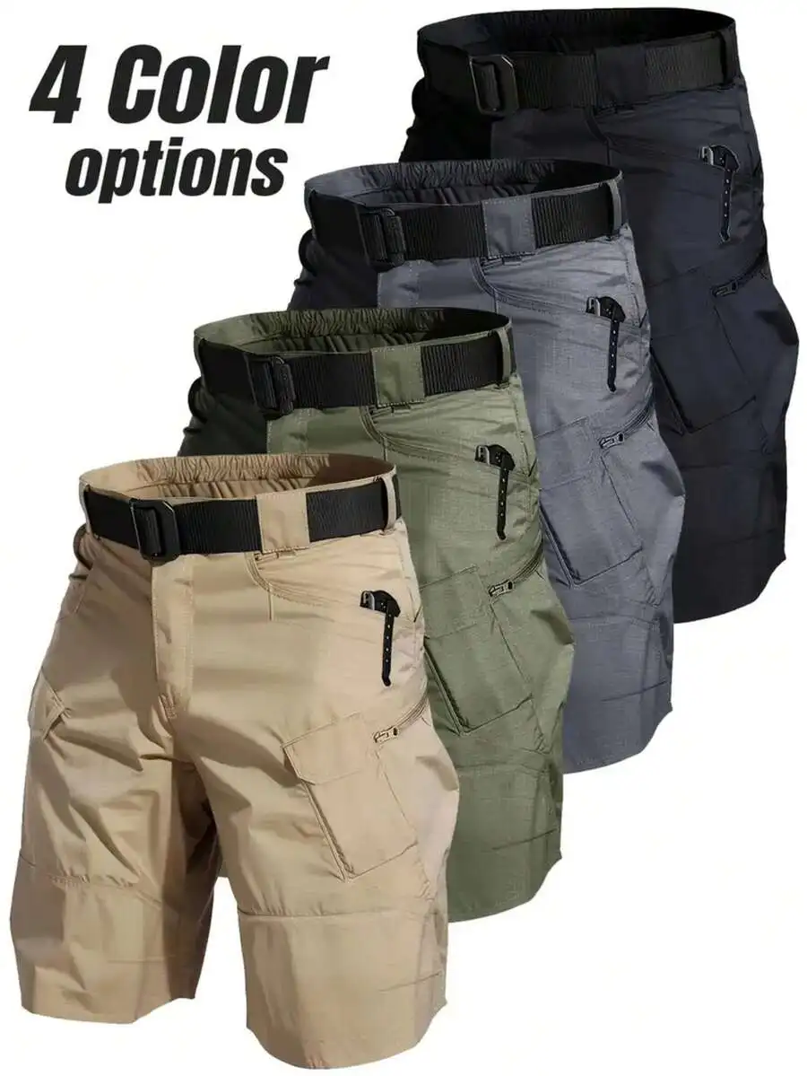 Including Belt Men HuntingShorts Upgraded Waterproof Quick Dry Multi-pocket Short Pants Outdoor Hunting Fishing Cargo Shorts