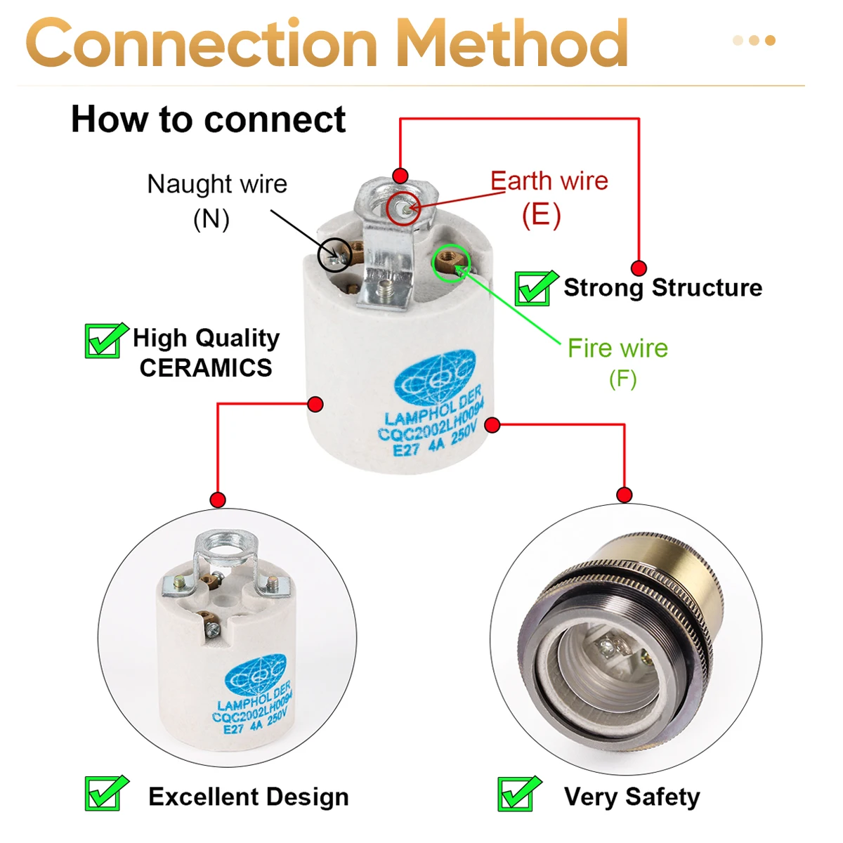 Retro E27 Light Bulb Base Socket E26 Indoor Connectable Metal Copper Aluminum Decor Home Vintage Screw Bulbs Base Lamp Holder