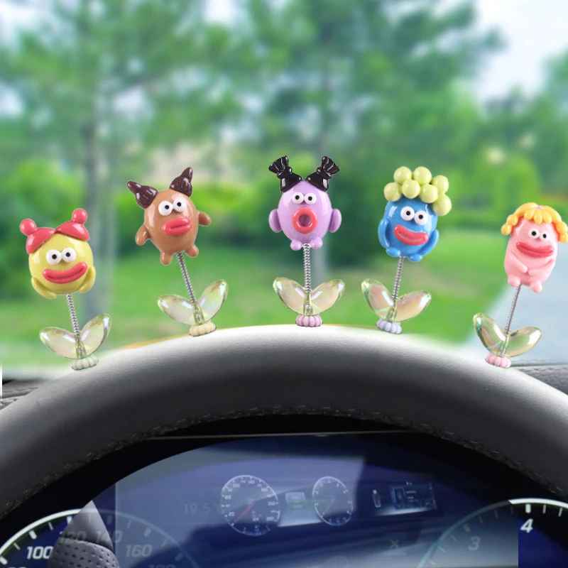 Swinging Sausage Monster Car Interior Ornaments Cute Cartoon Car Center Console Decoration Desk Ornaments