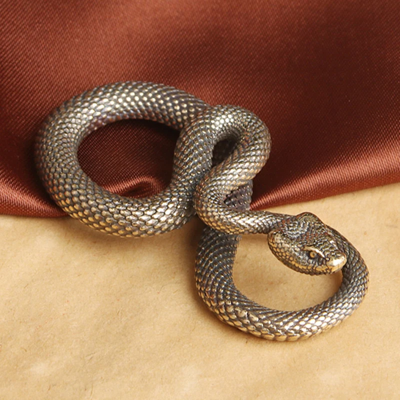 1 pièce Ornement Serpent Boa en Cuivre, Figurine d'Animal Antique, Miniature, Décoration de Bureau, Salon, Maison, Accessoire de Décoration