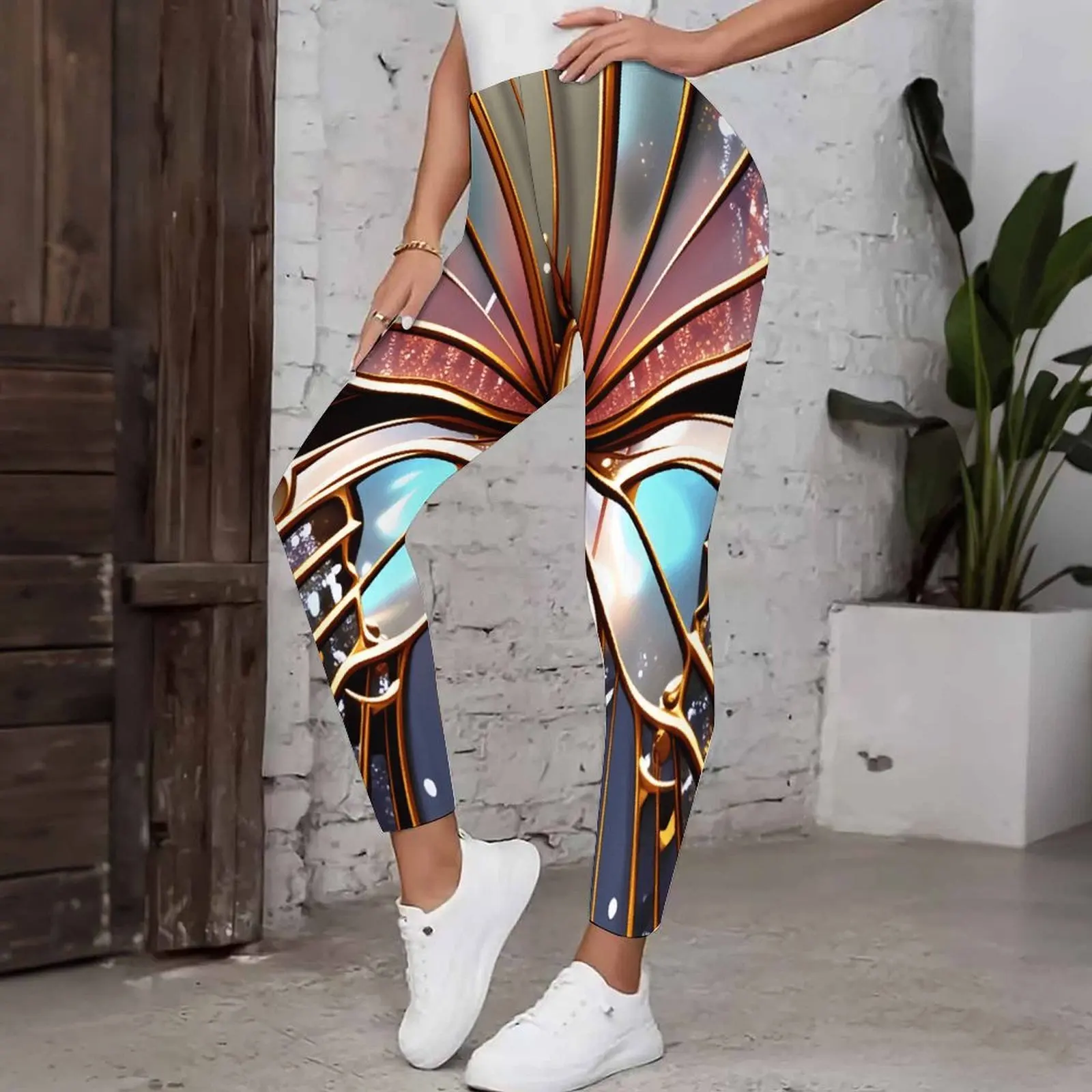 Plus Size Printed Nine-Piece Pants AutumnDaily Elegant Trousers Fashion Jogger Pants Winter Women's Commuting Tight Pants