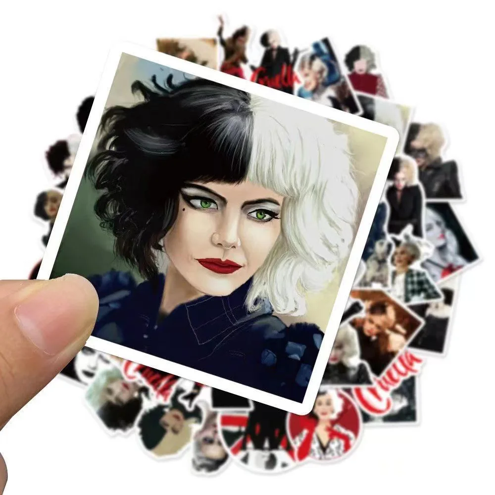 10/30/50pcs/Pack Disney Movie Cruella De Vil Cruella Stickers Skateboard Phone Luggage Laptop Guitar Decoration Sticker Decal