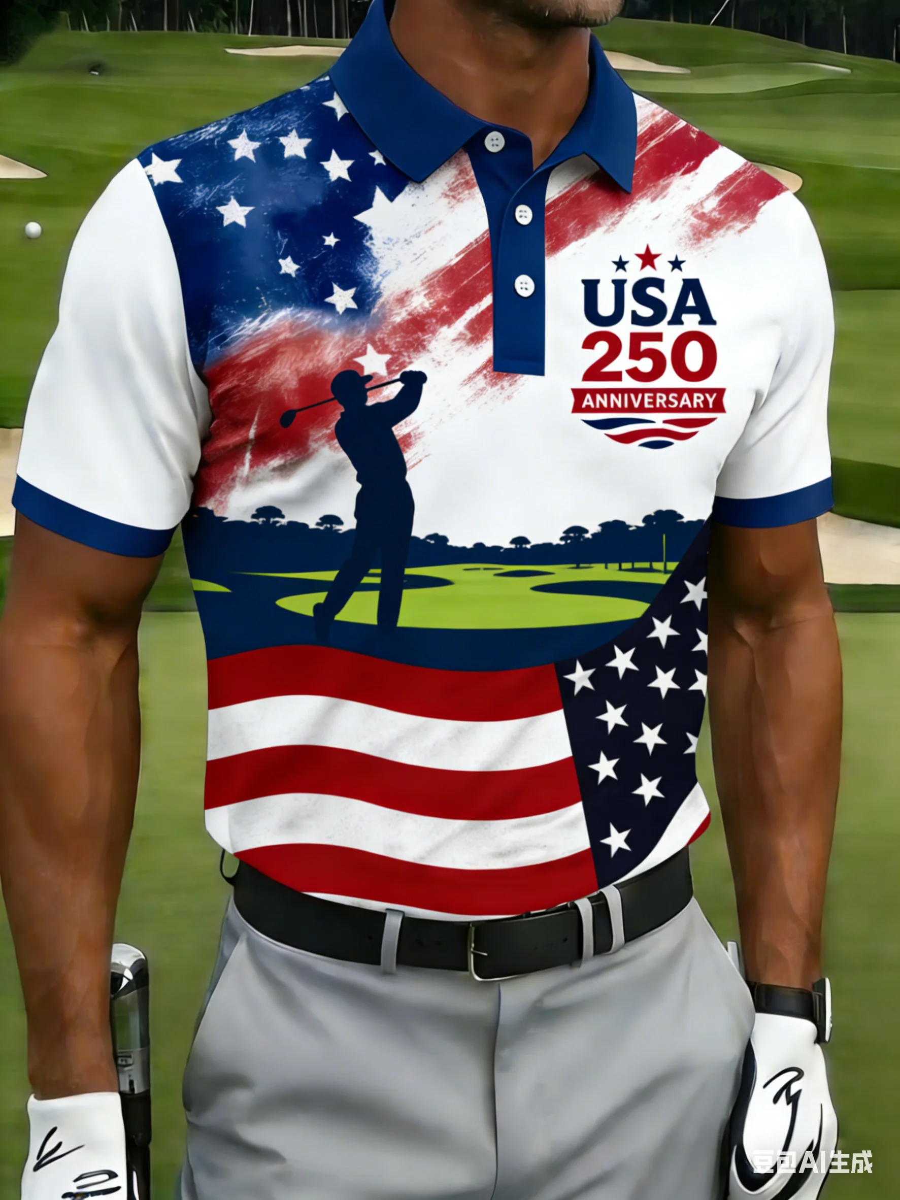 

Men's USA 250th Anniversary Star Print Polo Shirt 3D Patriotic USA Flag Short Sleeve Breathable Golf Casual Top 2026