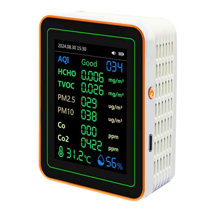 12 In 1 Air Quality Monitor PM2.5 PM10 Particle Counter With Alarm CO Detector CO Meter For Home Office Or School