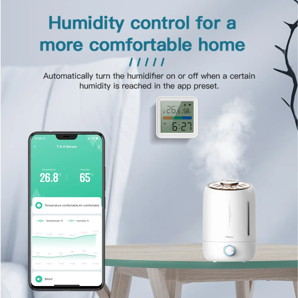 tuya WiFi Temperature Humidity Sensor Smart Life Backlight Hygrometer Thermometer Sensor Support Alexa Google Home Assistant