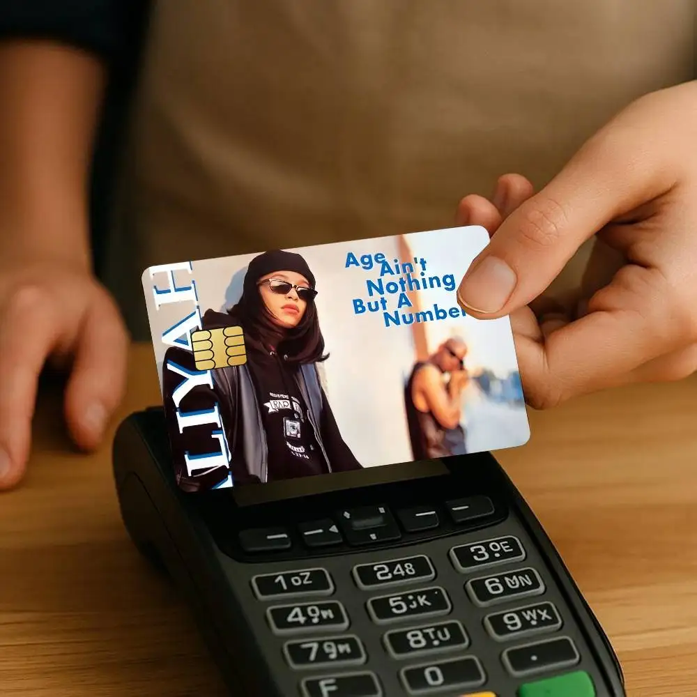 Singer A-Aaliyah-S Credit Card Stickers Skin for Bank Debit Decorative Protection 4PCS Anti-scratch Waterproof
