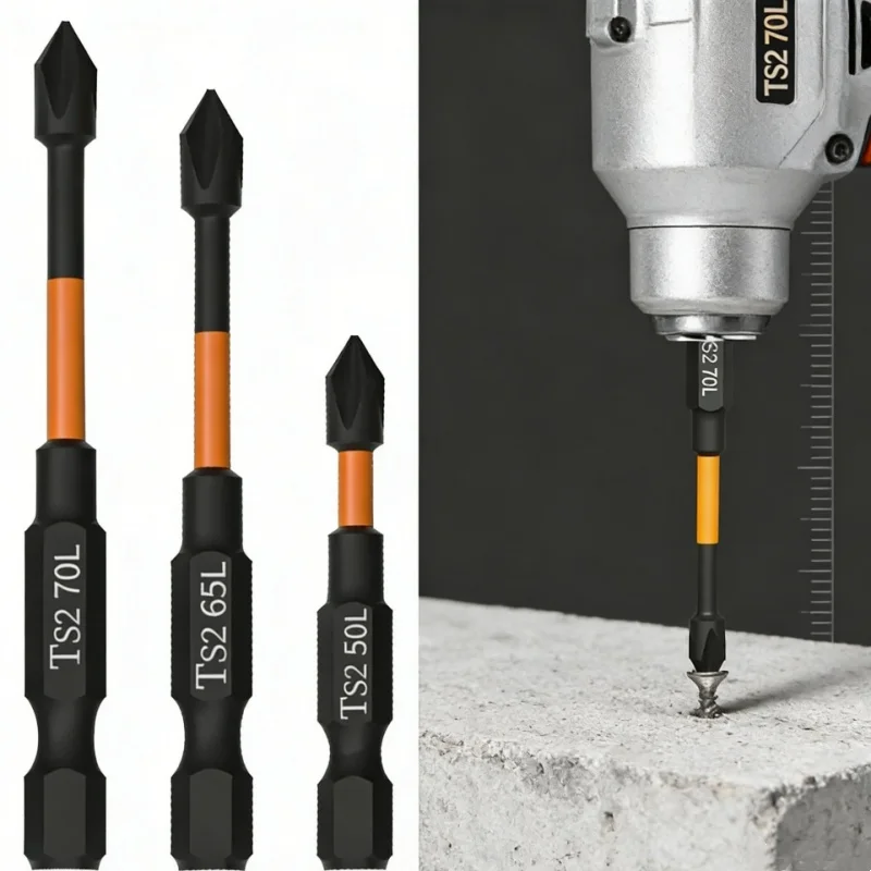 

3PCS S2 Impact Strong Magnetic Anti Slip 50-70mm Electric Hand Drill Cross Screwdriver Bit Electric Tool Accessory Set