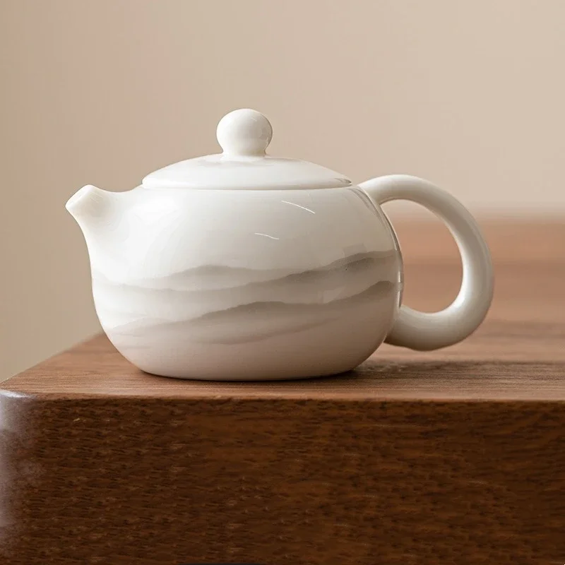 

Jade Porcelain Chinese Mountain Kettle Teapot Tea Ceremony Set White Milk Oolong Tea Tie Guan Yin Jasmine Teaware Type Lily Deng
