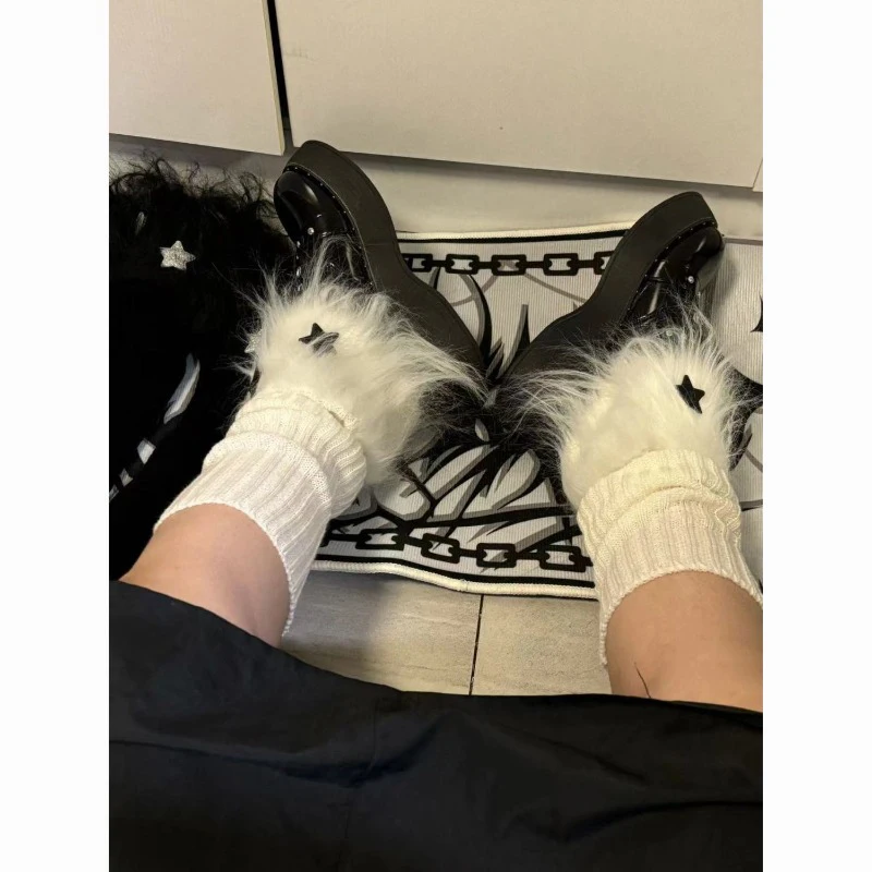 Y2k-Botas de calcetín apilables con forma de estrella esponjosa, calcetines de media pierna, mallas versátiles de moda de otoño e invierno, manga de pierna gótica Harajuku