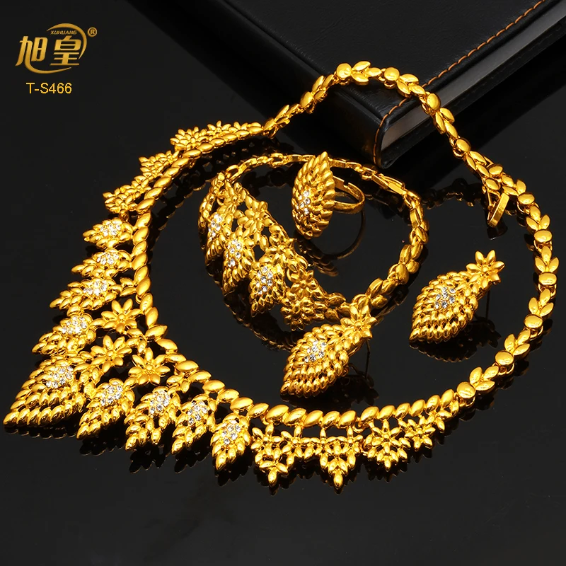 Dubai 24K Gold Plated Boutique Jewelry Set Fashion Gold Color 4Pcs Set/Necklace/Earrings/Ring/Bracele Wedding Wholesale