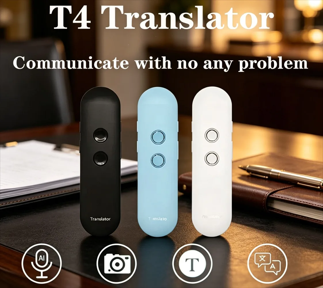 2-Way Real-Time Instant Voice Translator NEW T4 Portable Wireless Smart Bluetooth APP 40 Languages Multi-Language
