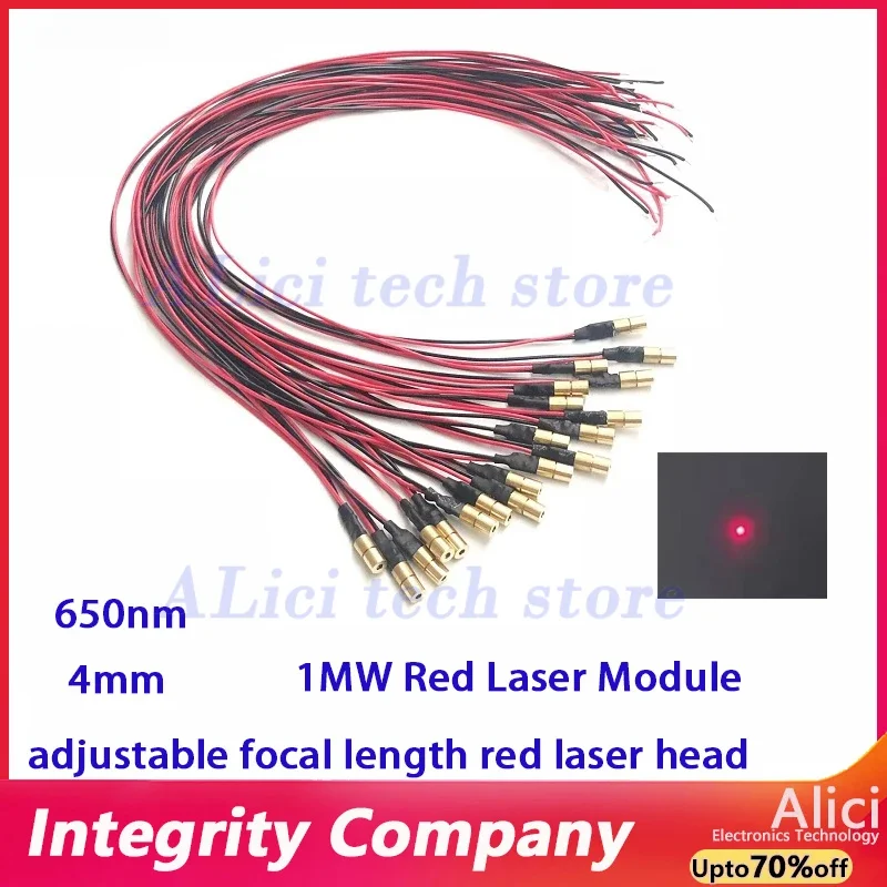 

Красный лазерный модуль малой мощности мощностью 1 МВт, красная лазерная головка с регулируемым фокусным расстоянием диаметром 4 мм, точечный локатор