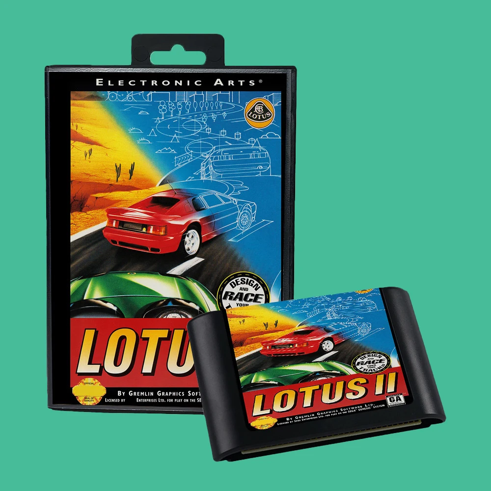 Lotus II USA Game for SEGA Mega Drive Genesis 16 bit Consoles Game Cartridge Box Manual