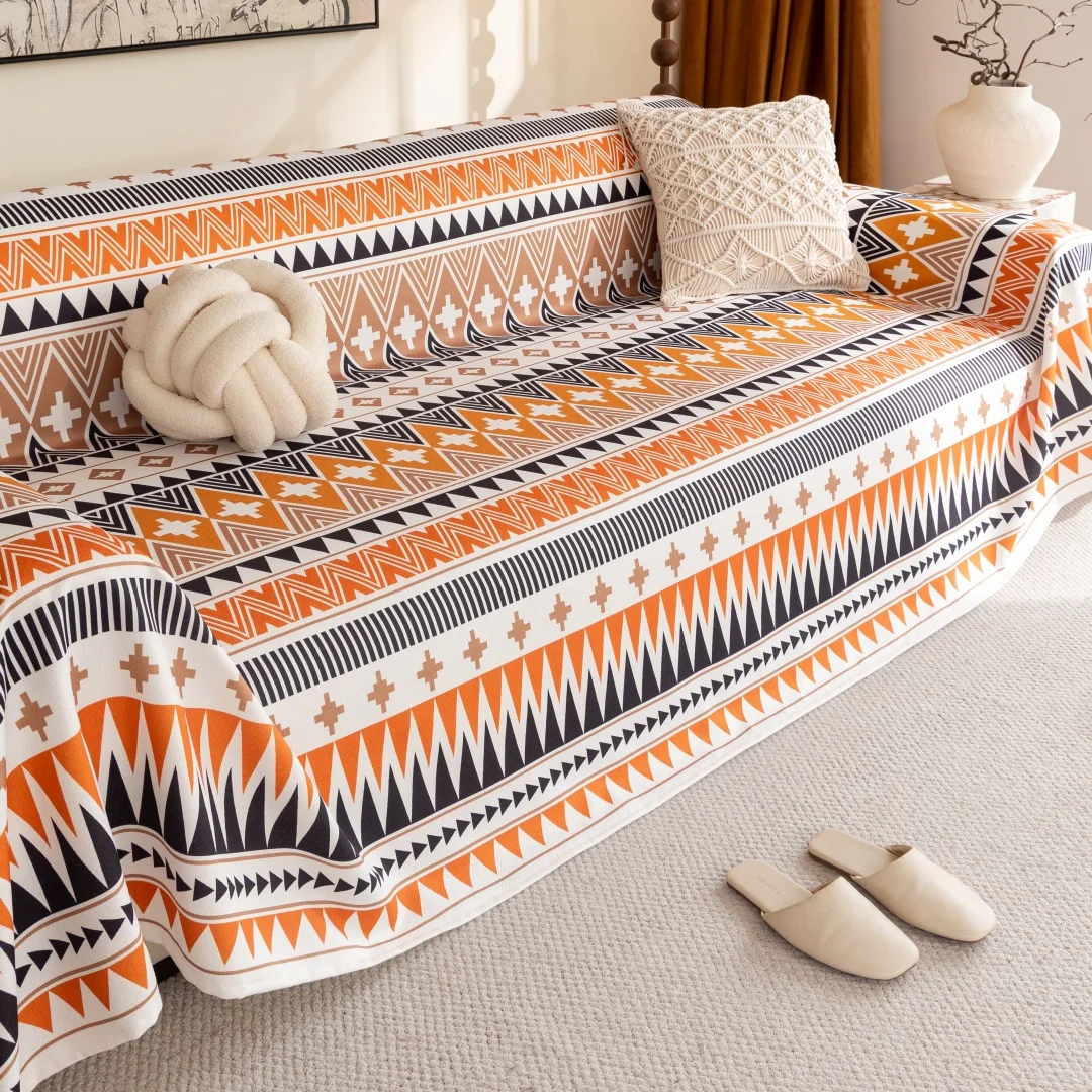 1 Stück Bohemian bedrucktes Sofa-Handtuch, universell für Wohnzimmer, Couch, Sofabezug, Boho-Stil, weich, haustierfreundlich, Multifunktionsschutz