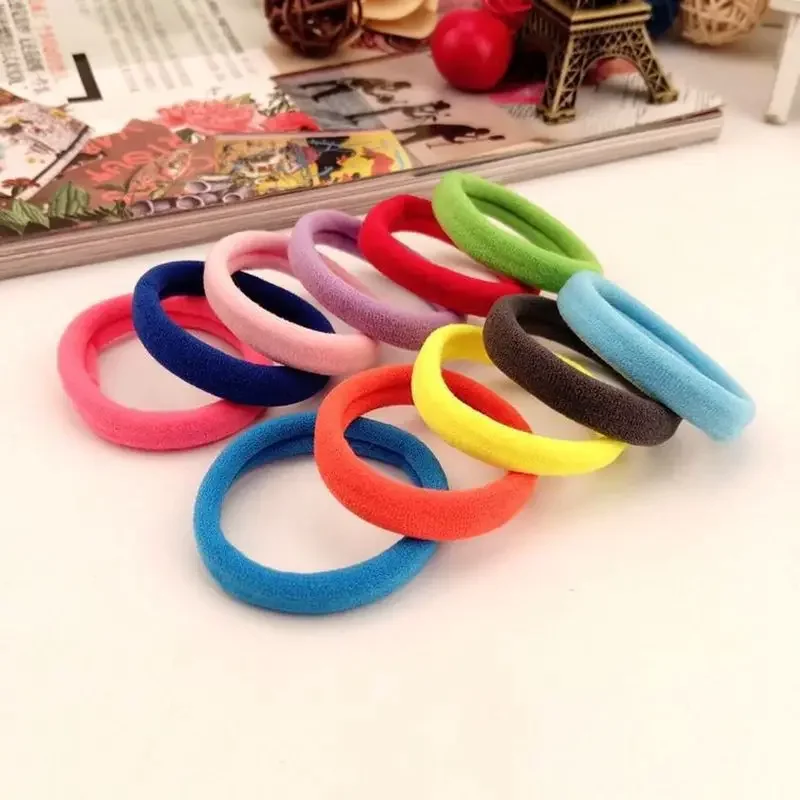 50/100PCS Colorful Ealstic Hair Rope Ponytail Hold Scrunchie Rubber Band For Women Basic Nylon Hair Bands Elastic Seamless Girls