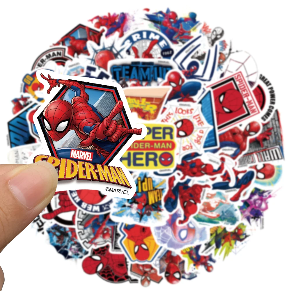 10/50PCS Disney Spiderman Superhero Marvel Stickers Avenger Skateboard Guitar Laptop Luggage Cartoon Waterproof Sticker Kid Toys