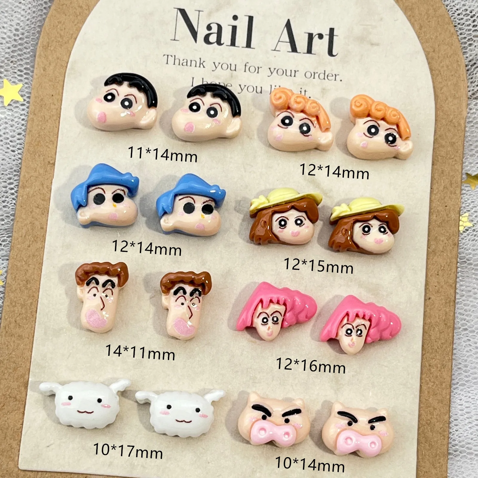 Crayon Shin-chan cartoon resin accessories, cute 3D Shin-chan family, cream gel phone case, hair clip, and decorative materials