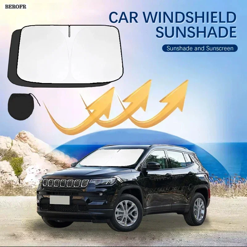 Car Windshield Sun Shade Covers Front Window Sunscreen UV Parasol For Jeep Compass Import 1.4T 2.4T Summer Car Accessories